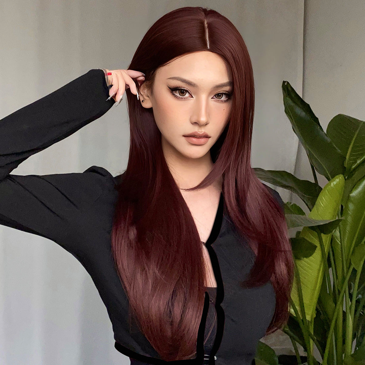 Leighton | Burgundy | Long Straight | 28 inch | WL1101-2 | Apn Popinrow