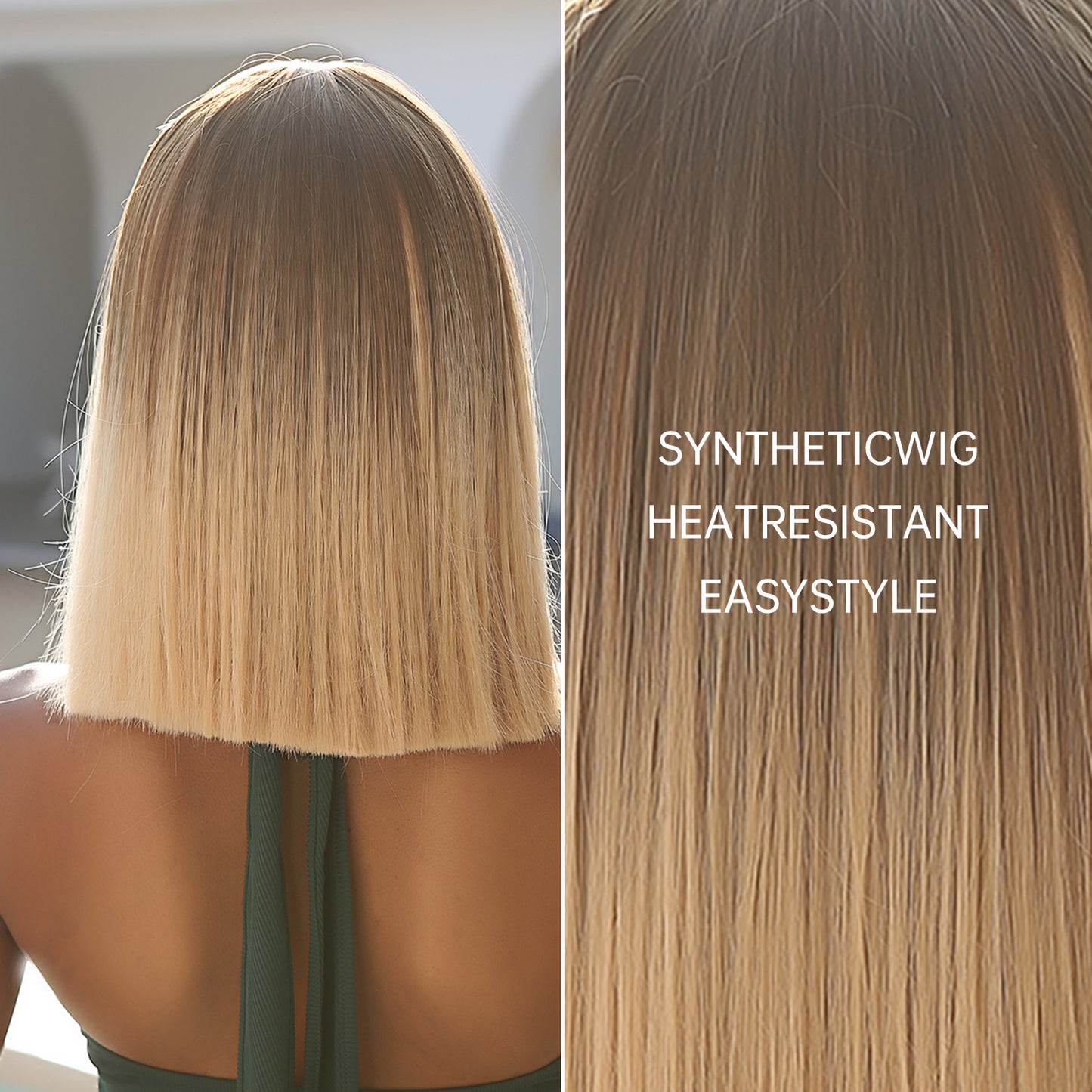 Ainsley | Brown Ombre Blonde | Straight Wigs With Bangs | 16 Inch | WL1116-1 | Apn Popinrow