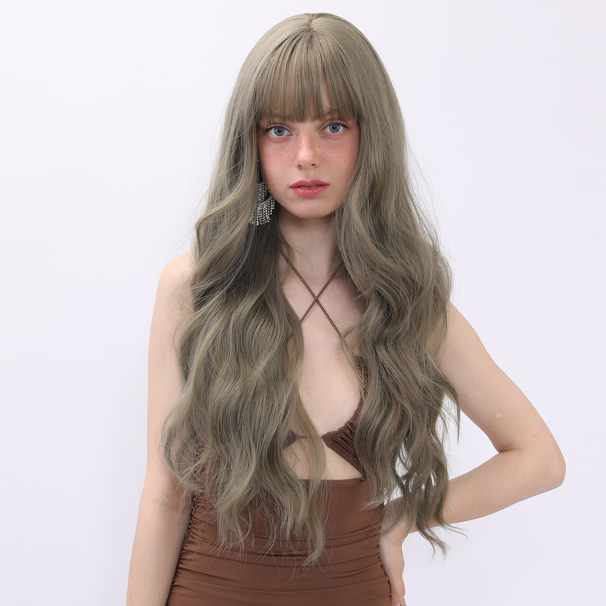 Malani | Grey | Long Wave Hair Wig | 24inch | SM7215 | Apn Popinrow