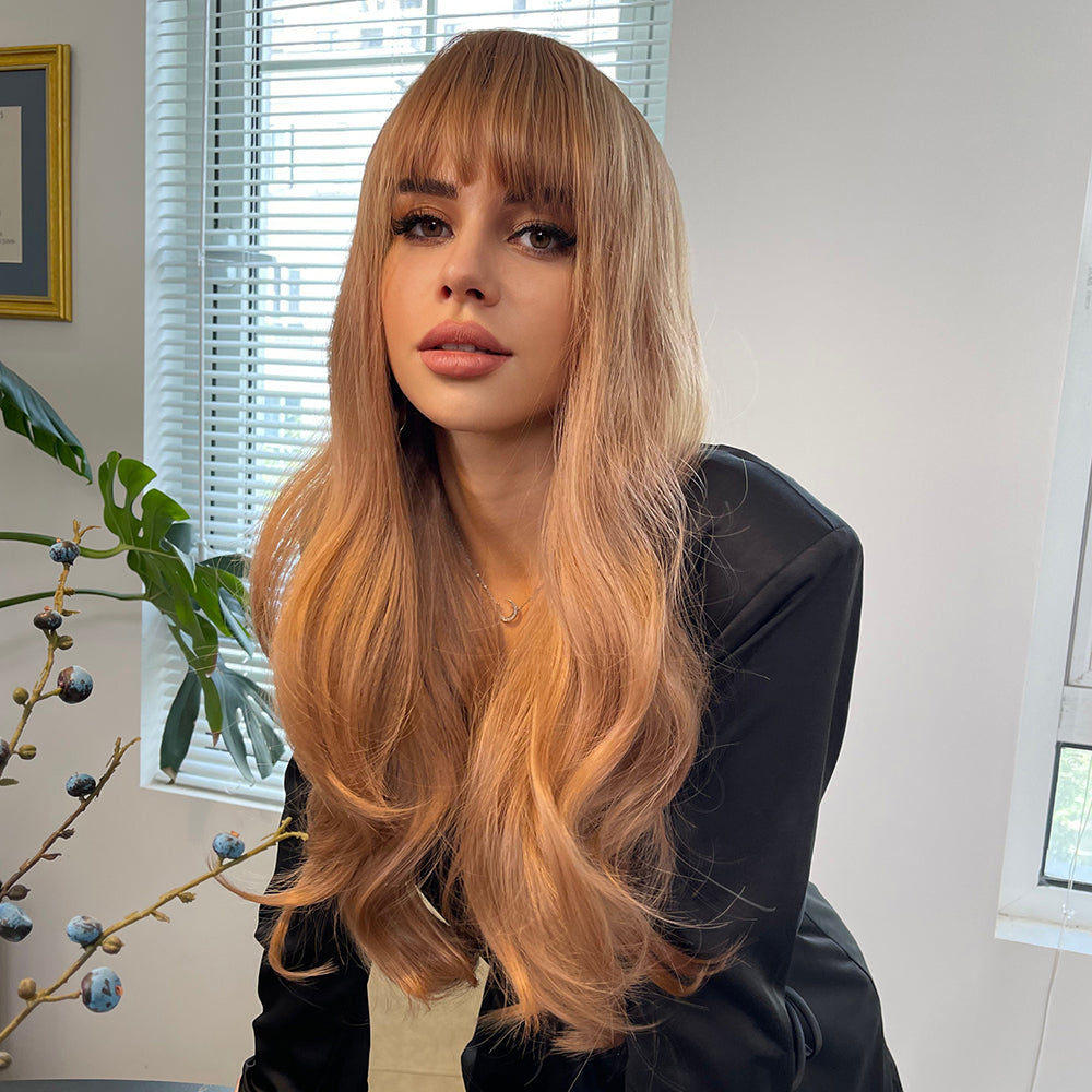 Long Brown with Bangs | Long Wave | 30 inch | apn Prtheus