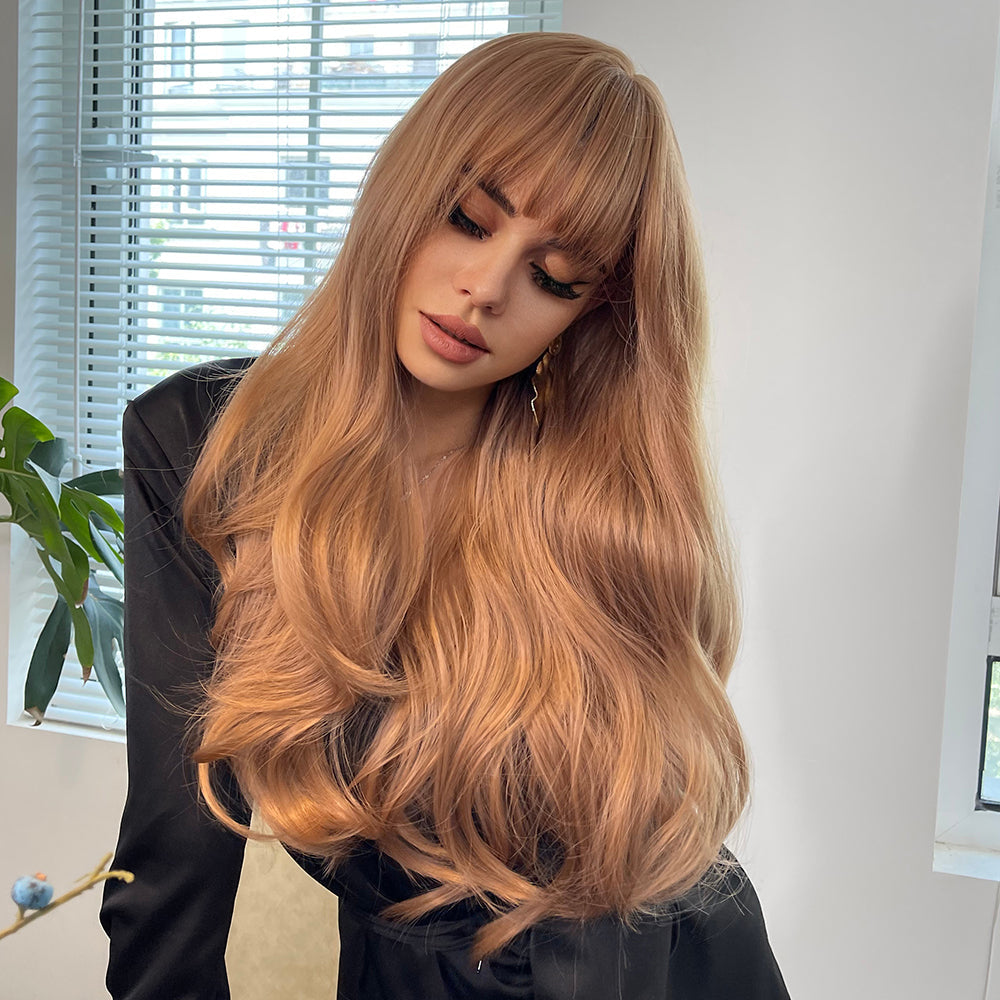 Long Brown with Bangs | Long Wave | 30 inch | apn Prtheus