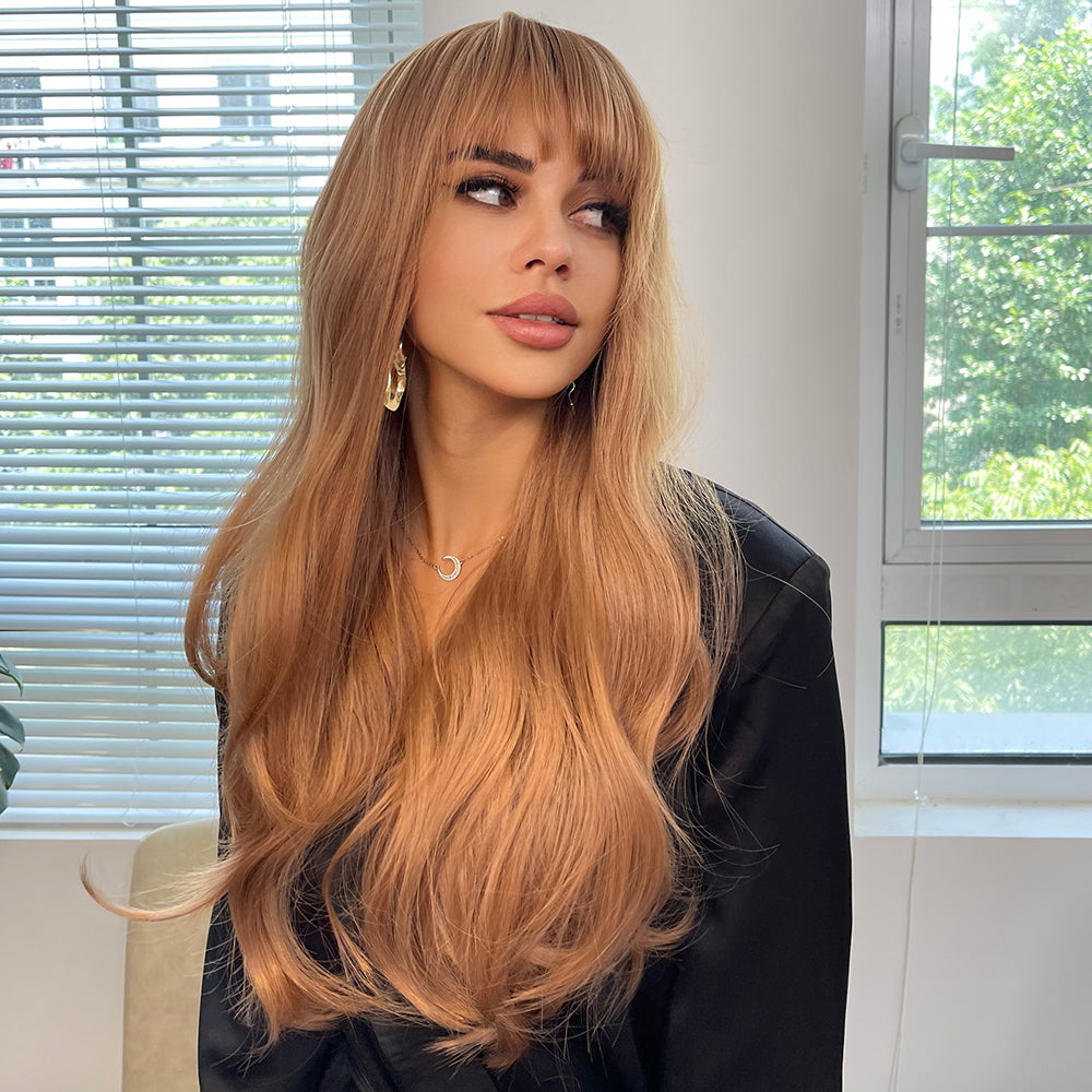 Long Brown with Bangs | Long Wave | 30 inch | apn Prtheus