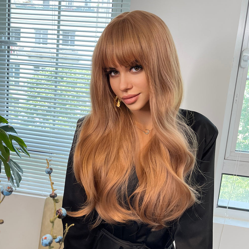 Long Brown with Bangs | Long Wave | 30 inch | apn Prtheus