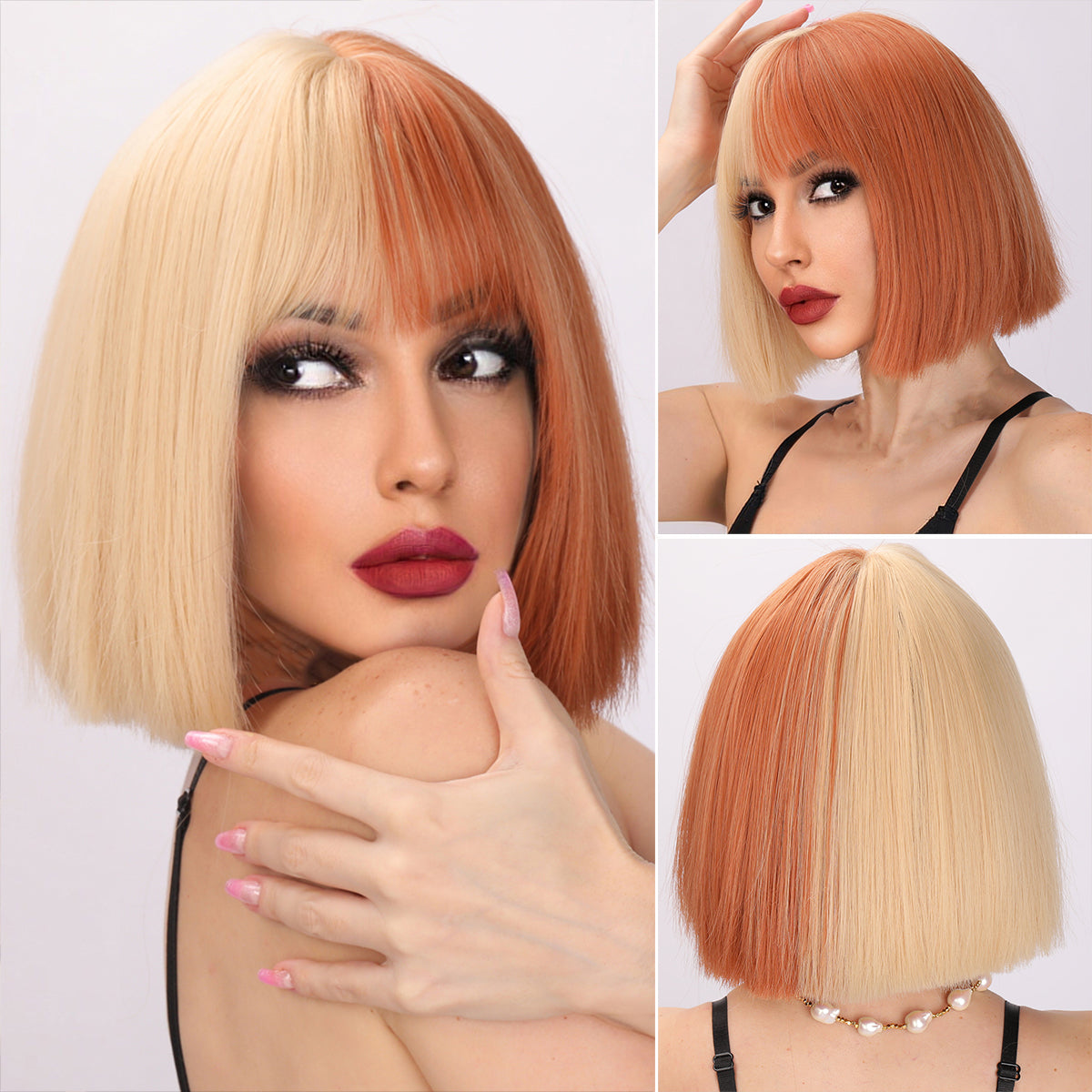 Siya | Cosplay | Blonde and Orange Wig | Straight Bob Wig | 12 inch Wig | TM Pop