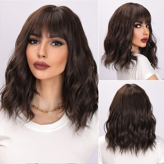 Evangeline | Brown Wig | Curly Bob Wig | 16 inch Wig | TM Pop