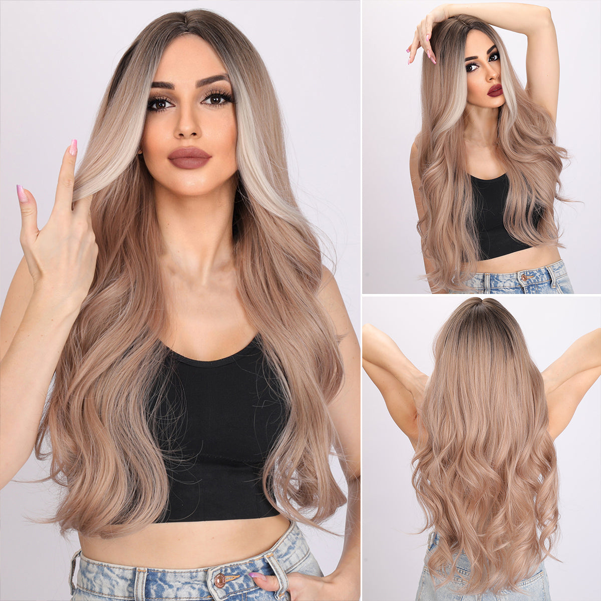 Ada | Blonde and Pink Gradient Wig | Body Wave Wig | 28 inch Wig | TM Pop