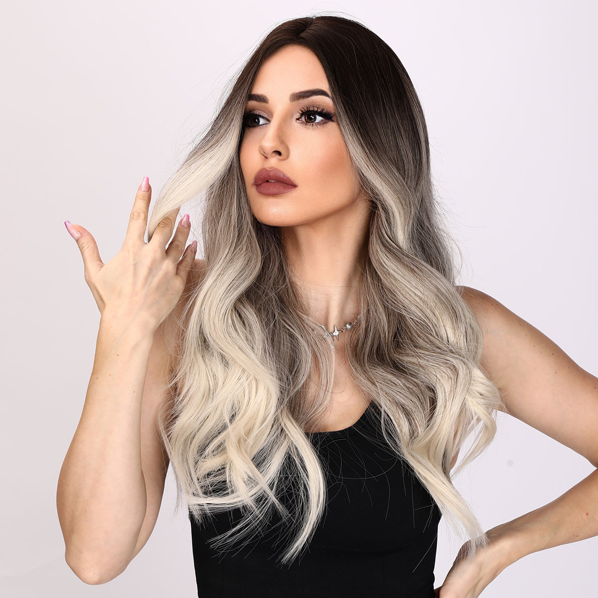 Natalia | Gray and Ombre Wig | Loose Wave Wig | 26 inch Wig | TM Pop
