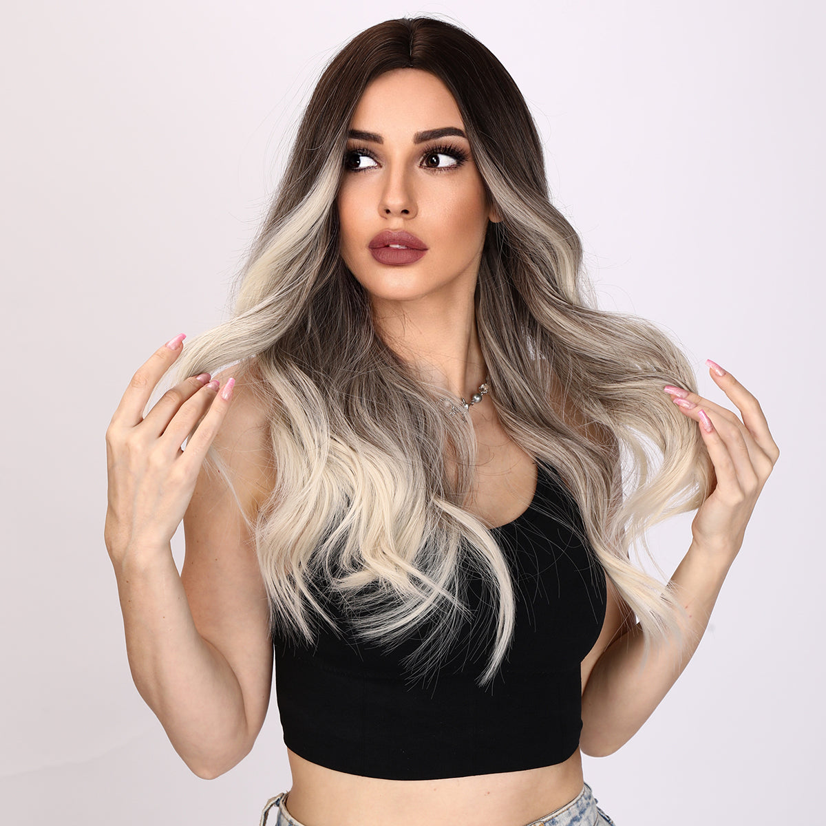 Natalia | Gray and Ombre Wig | Loose Wave Wig | 26 inch Wig | TM Pop