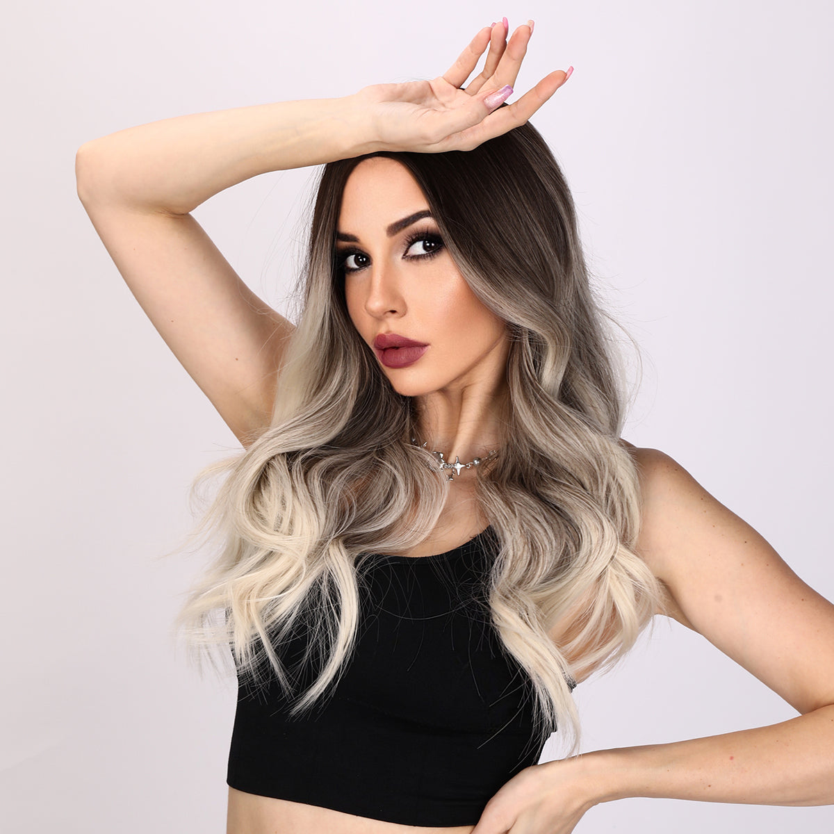 Natalia | Gray and Ombre Wig | Loose Wave Wig | 26 inch Wig | TM Pop