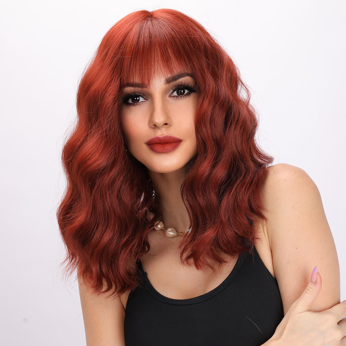 Sadie | Orange Wig | Short Curly Hair With Bangs | 14 inch Wig | TM Pop