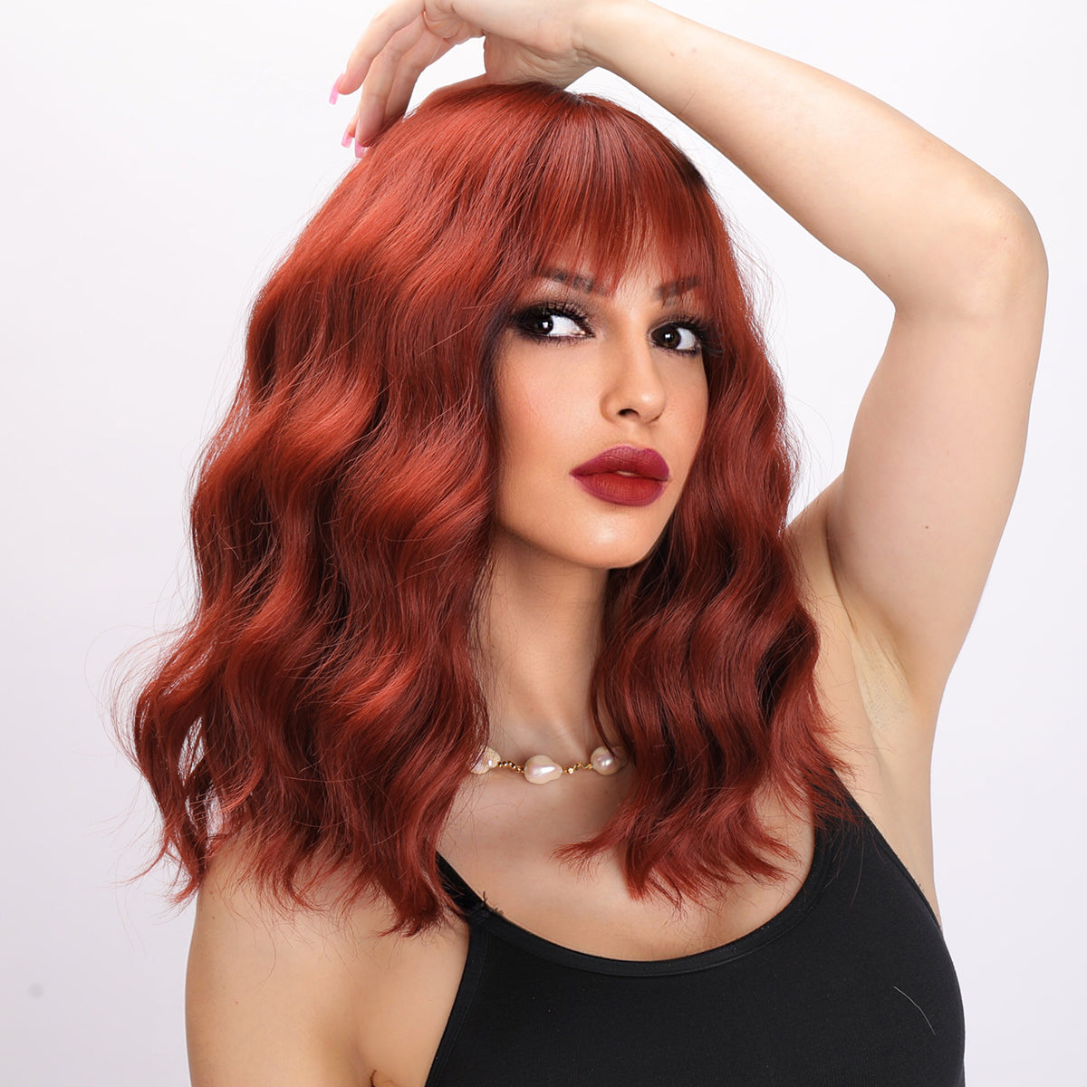 Sadie | Orange Wig | Short Curly Hair With Bangs | 14 inch Wig | TM Pop