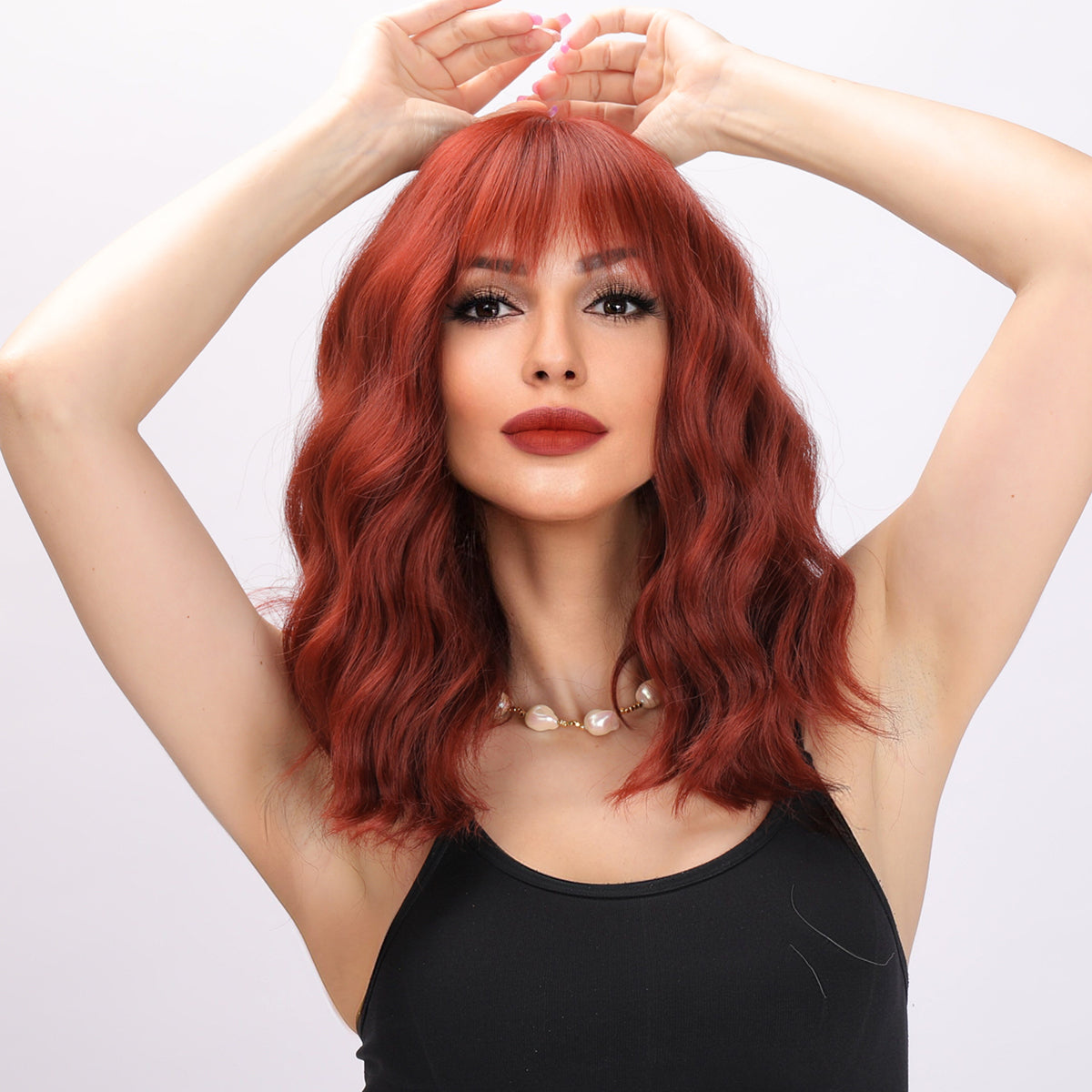 Sadie | Orange Wig | Short Curly Hair With Bangs | 14 inch Wig | TM Pop