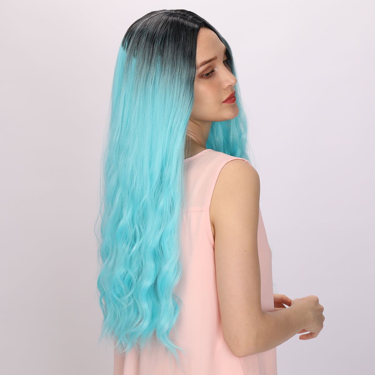Karol G | Cosplay | Light Blue and Ombre Wig | Body Wave Wig | 26 inch Wig | TM Pop