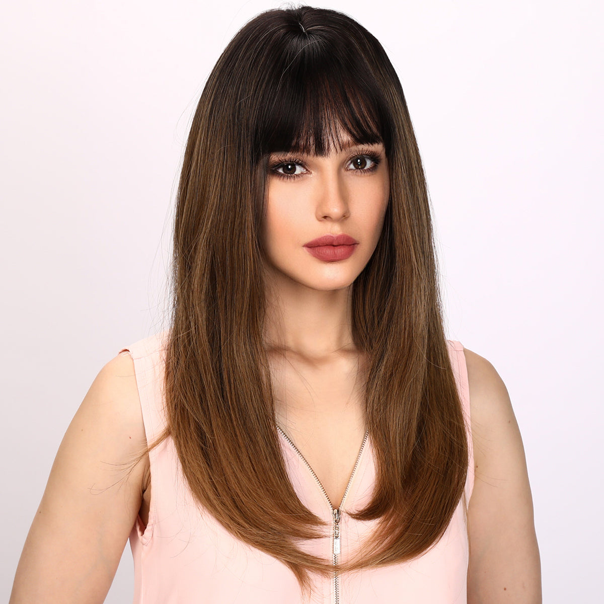 Sawyer | Brown and Ombre Wig | Straight Hair Wig | 26 inch Wig | TM Pop