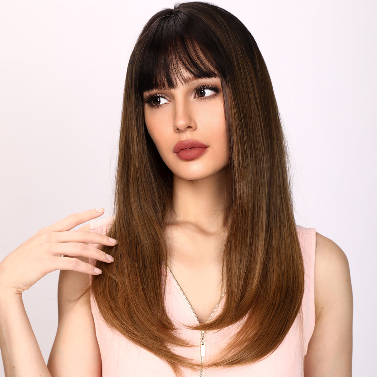 Sawyer | Brown and Ombre Wig | Straight Hair Wig | 26 inch Wig | TM Pop