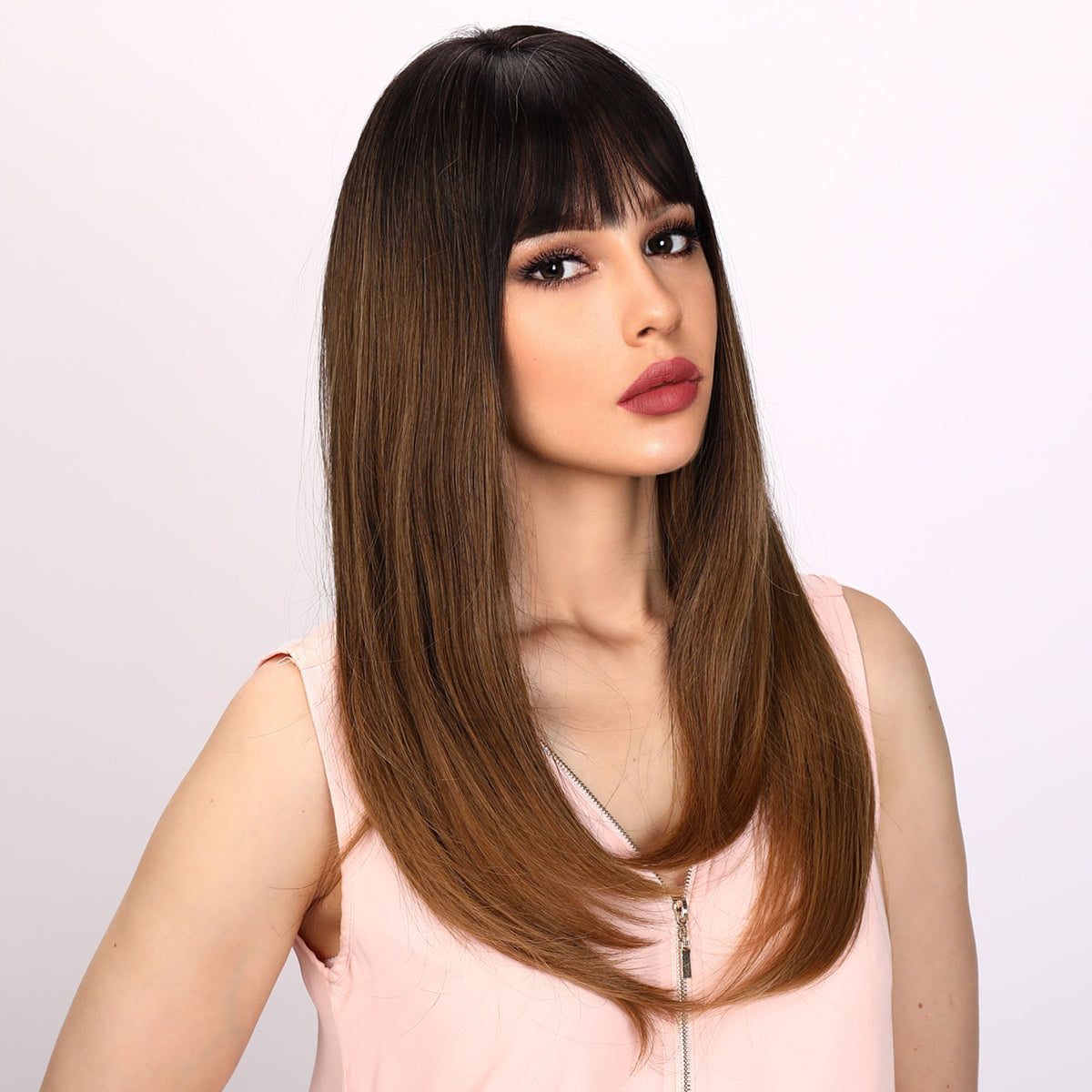 Sawyer | Brown and Ombre Wig | Straight Hair Wig | 26 inch Wig | TM Pop