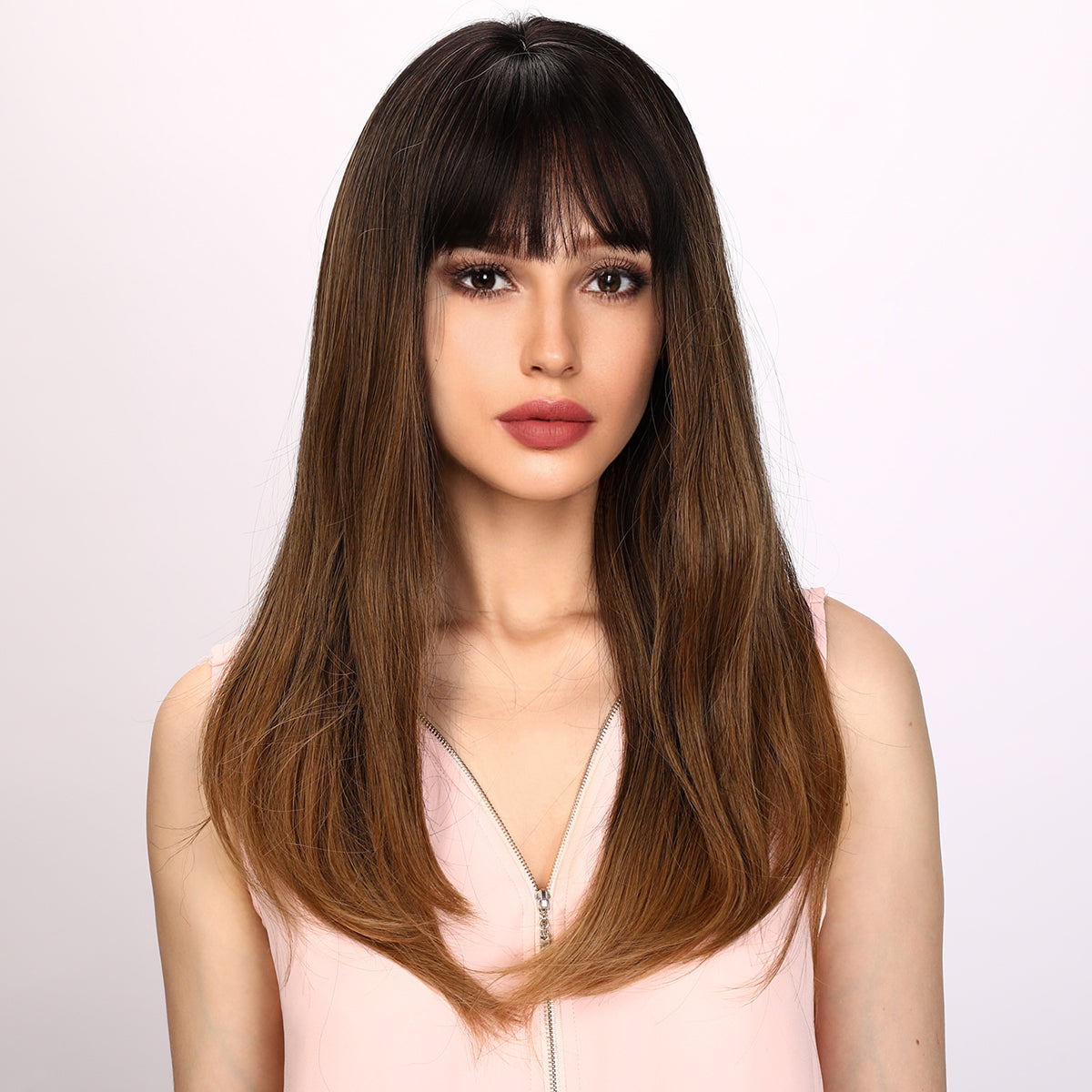 Sawyer | Brown and Ombre Wig | Straight Hair Wig | 26 inch Wig | TM Pop