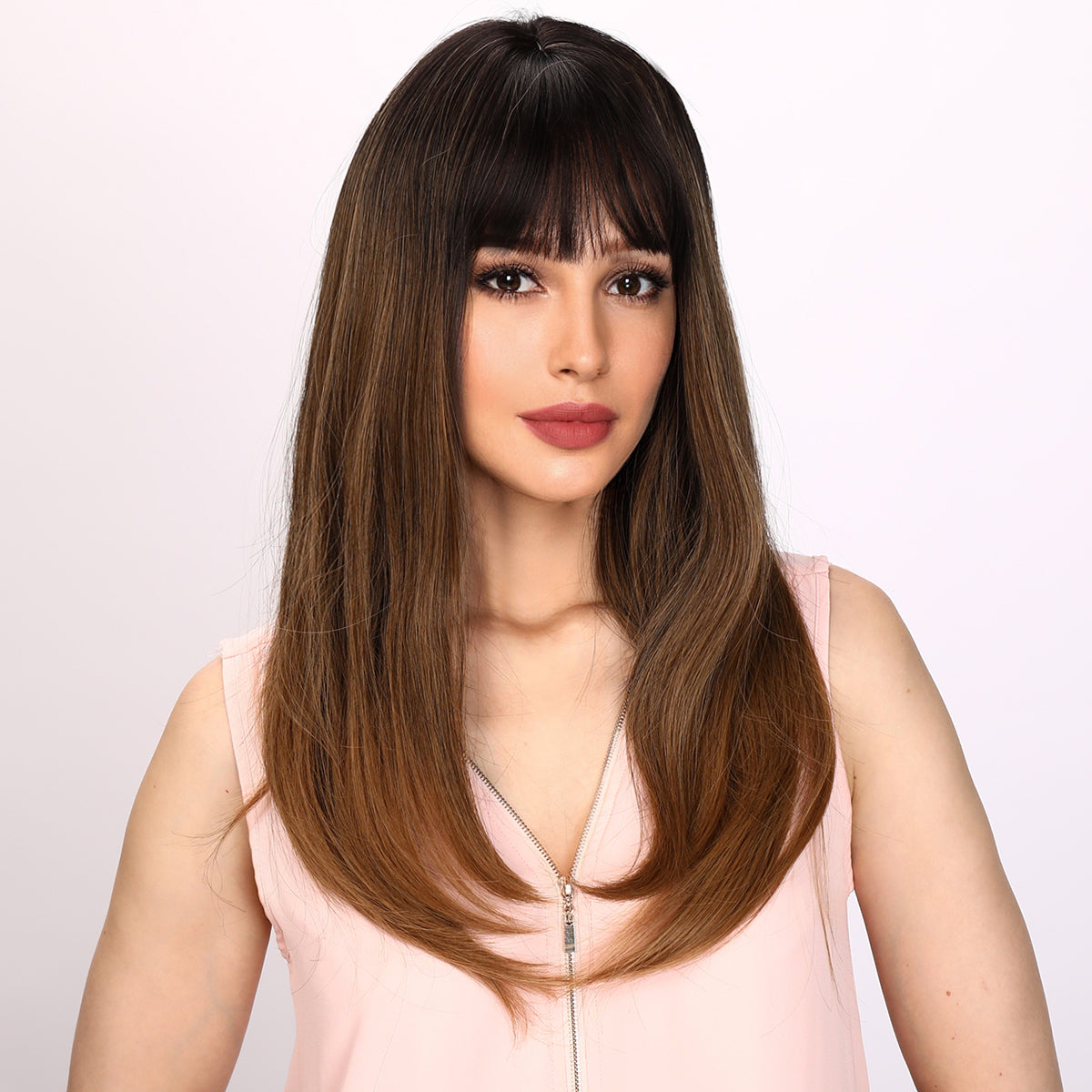 Sawyer | Brown and Ombre Wig | Straight Hair Wig | 26 inch Wig | TM Pop