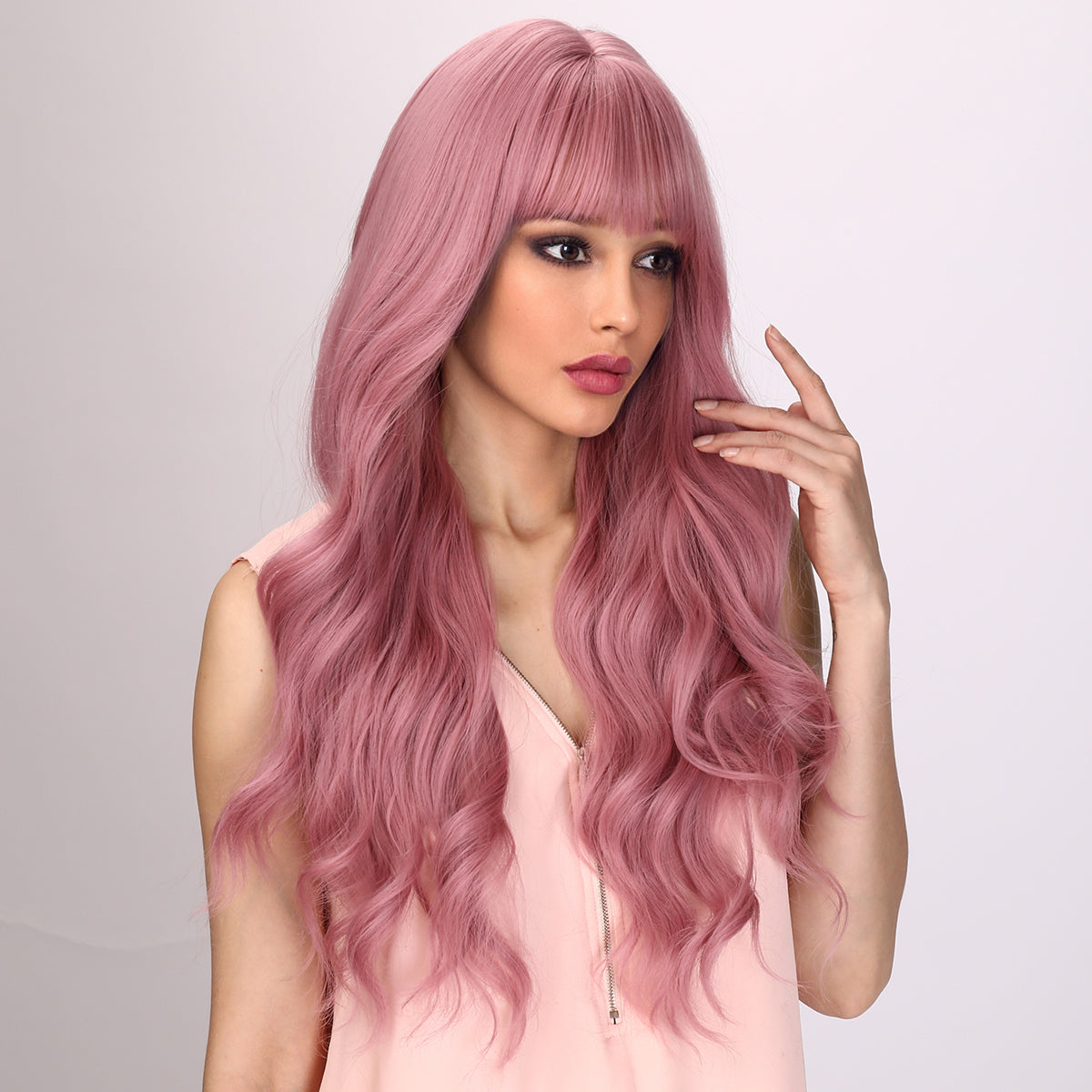 Alexandra | Pink Wig | Body Wave Wig | Curly Wig | 28 inch Wig | TM Pop