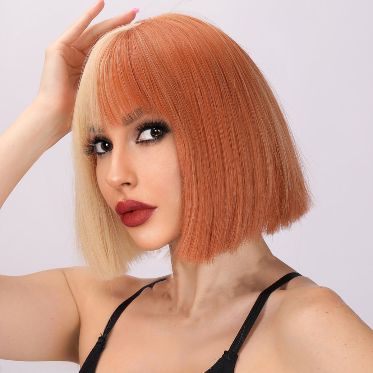 Siya | Cosplay | Blonde and Orange Wig | Straight Bob Wig | 12 inch Wig | TM Pop