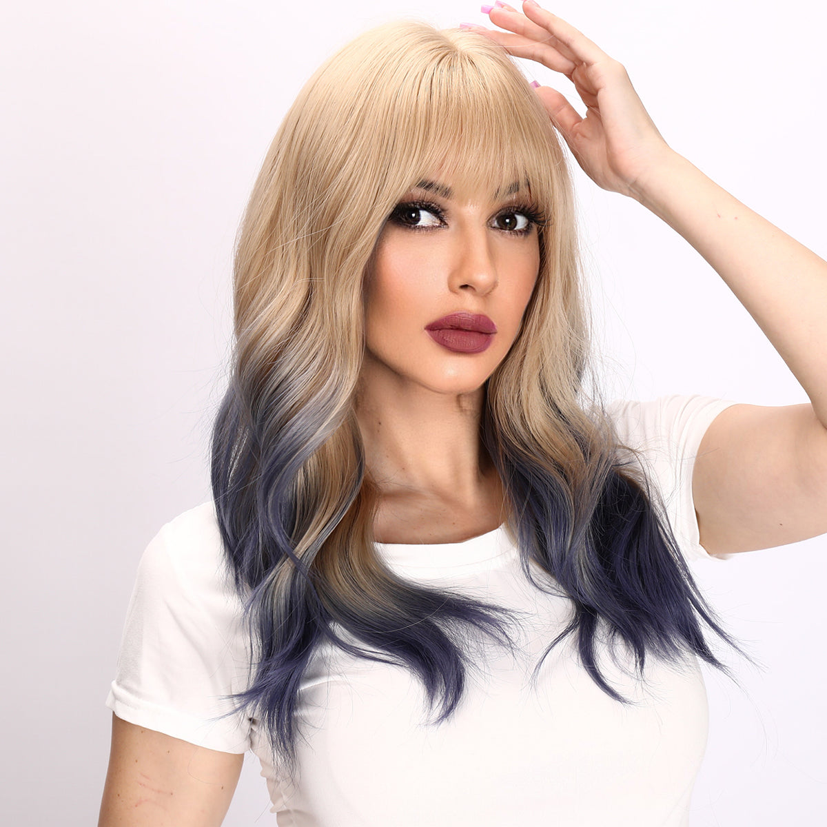 Cataleya | Dark Blue dyed Blonde Wig | | Body Wave Wig | 30 inch Wig | TM Pop