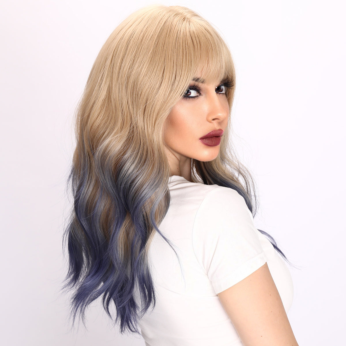 Cataleya | Dark Blue dyed Blonde Wig | | Body Wave Wig | 30 inch Wig | TM Pop
