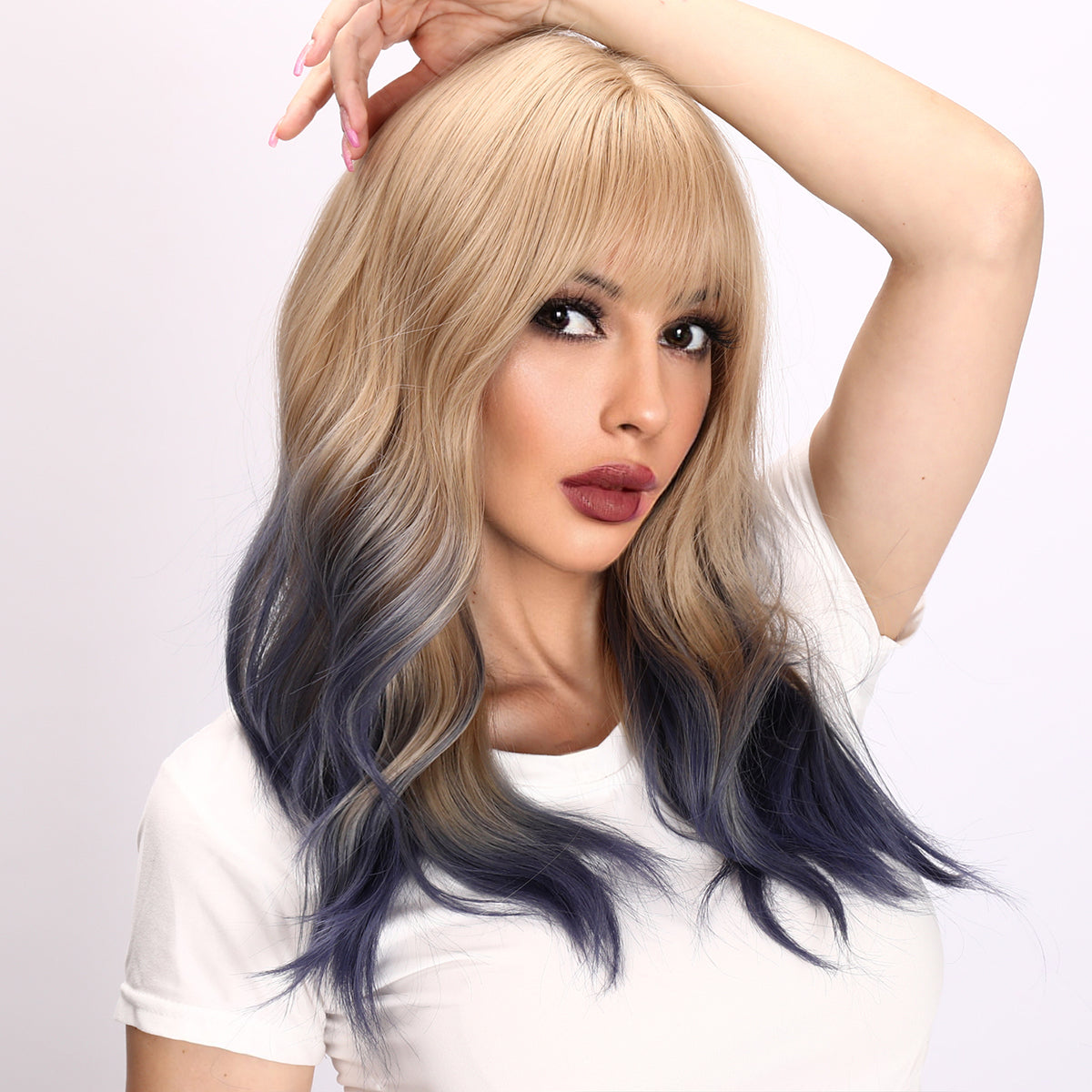 Cataleya | Dark Blue dyed Blonde Wig | | Body Wave Wig | 30 inch Wig | TM Pop