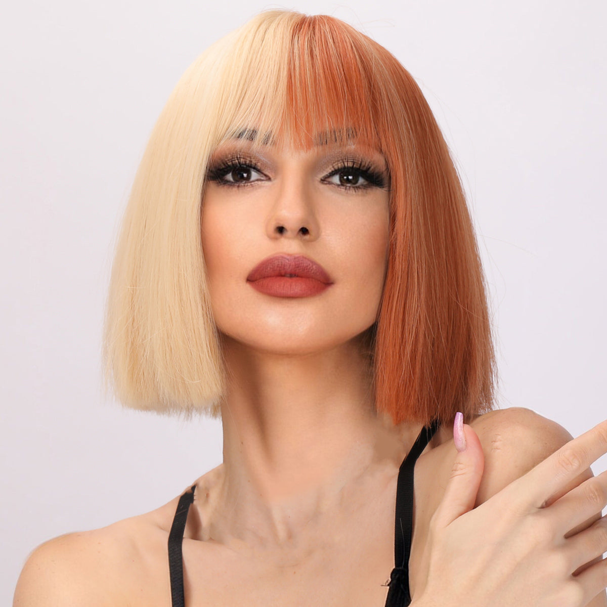 Siya | Cosplay | Blonde and Orange Wig | Straight Bob Wig | 12 inch Wig | TM Pop