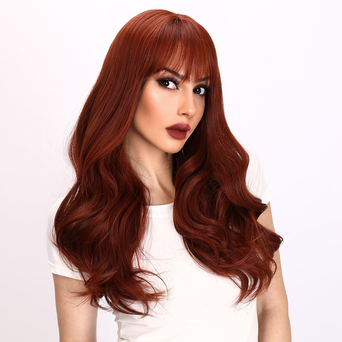 Sara | Wine Red Wig | Deep Wave Wig | 24 inch Wig | TM Pop