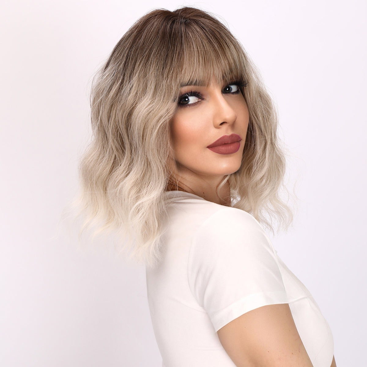 Elise | Blonde and Ombre Gradient Wig | Curly Bob Wig | 14 inch Wig | TM Pop