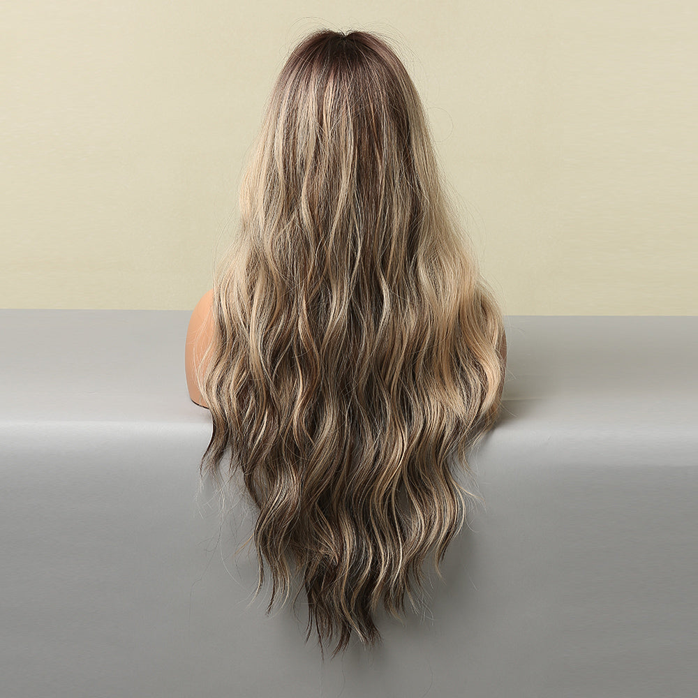 Color: blonde and brown gradient wig Style: body wave wig, curly wig Length: 28 inch wig