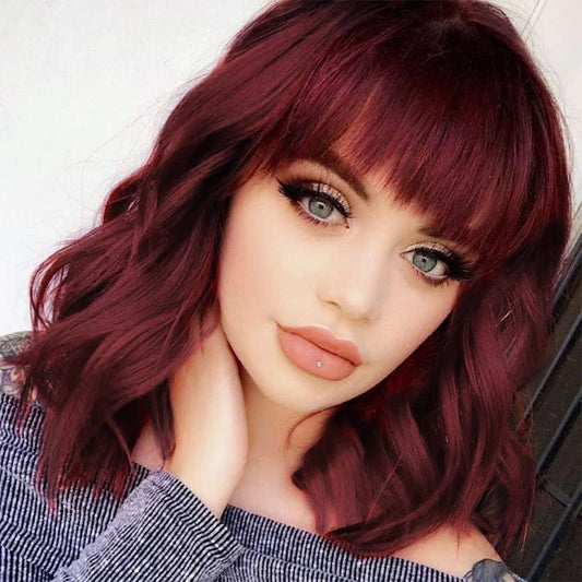 Eliza | Wine Red Wig | Short Bob Curly Wig | 14 inch Wig | TM Pop