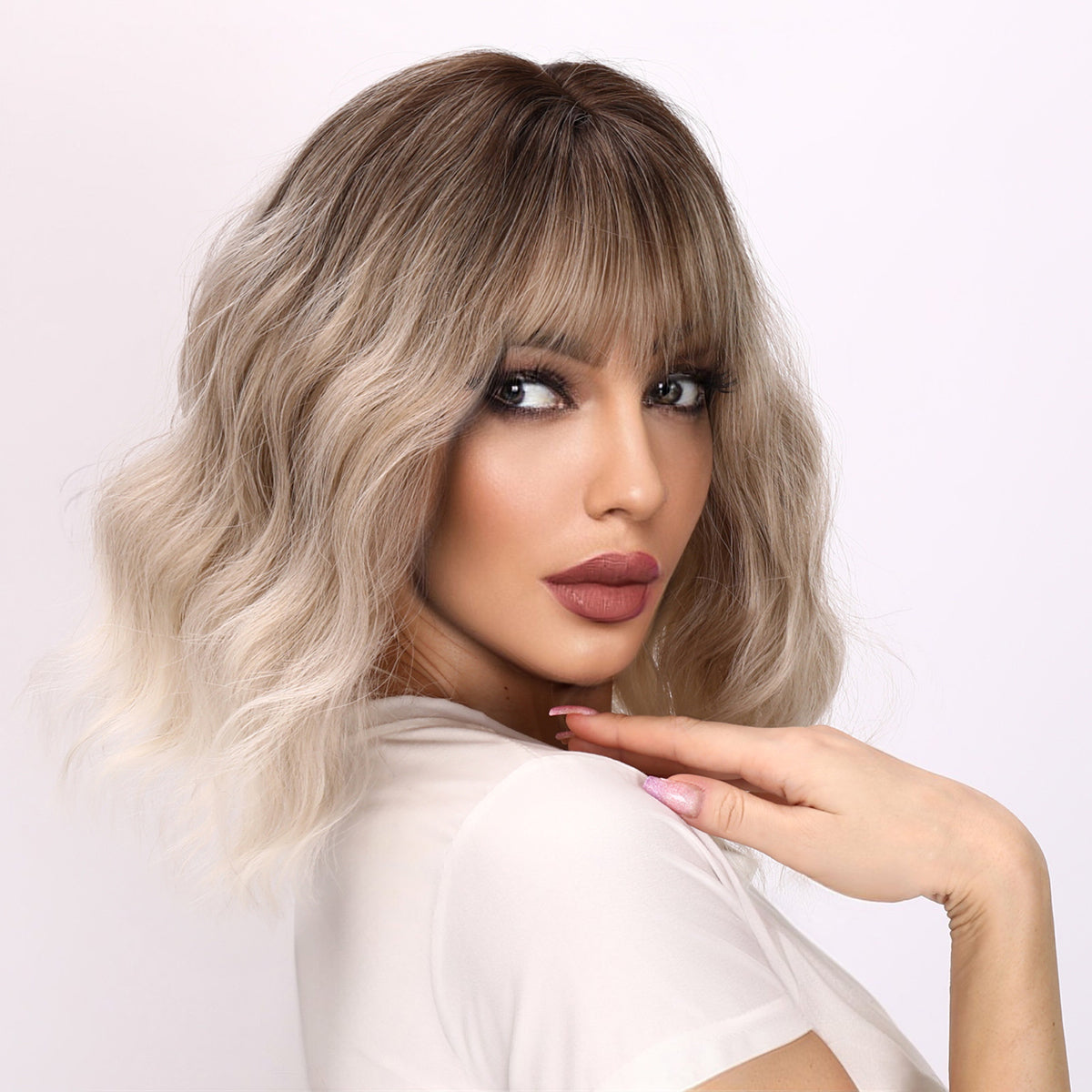 Elise | Blonde and Ombre Gradient Wig | Curly Bob Wig | 14 inch Wig | TM Pop