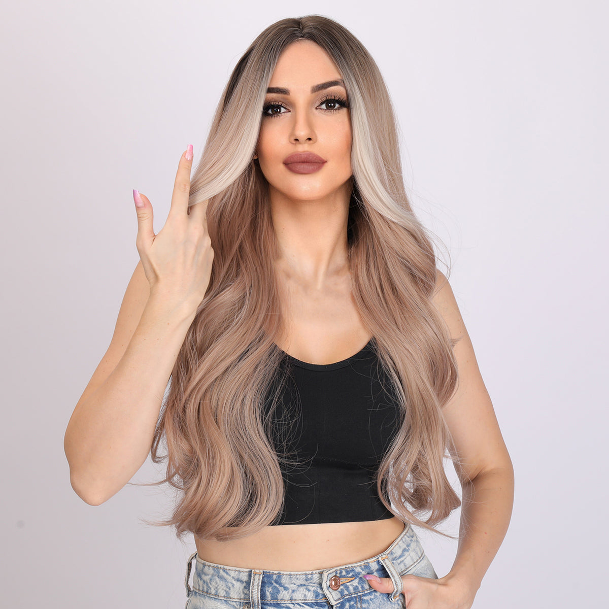 Ada | Blonde and Pink Gradient Wig | Body Wave Wig | 28 inch Wig | TM Pop