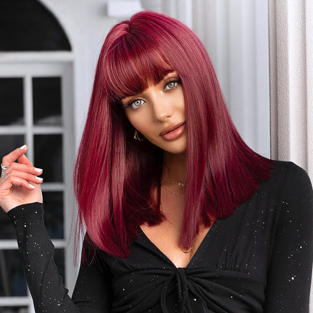 Gracelyn | Red | Long Straight Wigs With Bangs | 18 inch | LC477-1 | Apn Popinrow