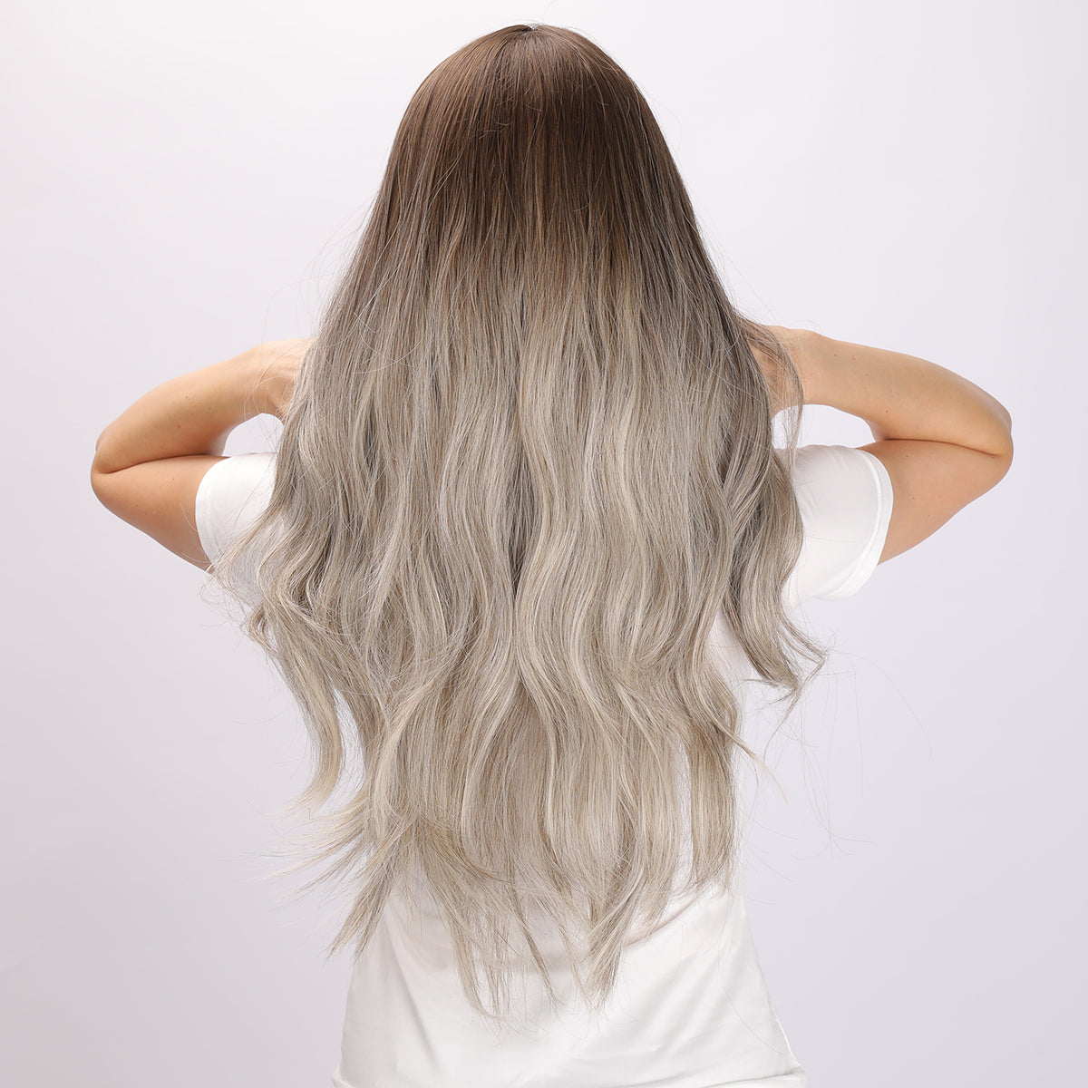 Emerson | Brown and Gray Gradient Wig | Body Wave Wig | 26 Inch Wig | TM Pop