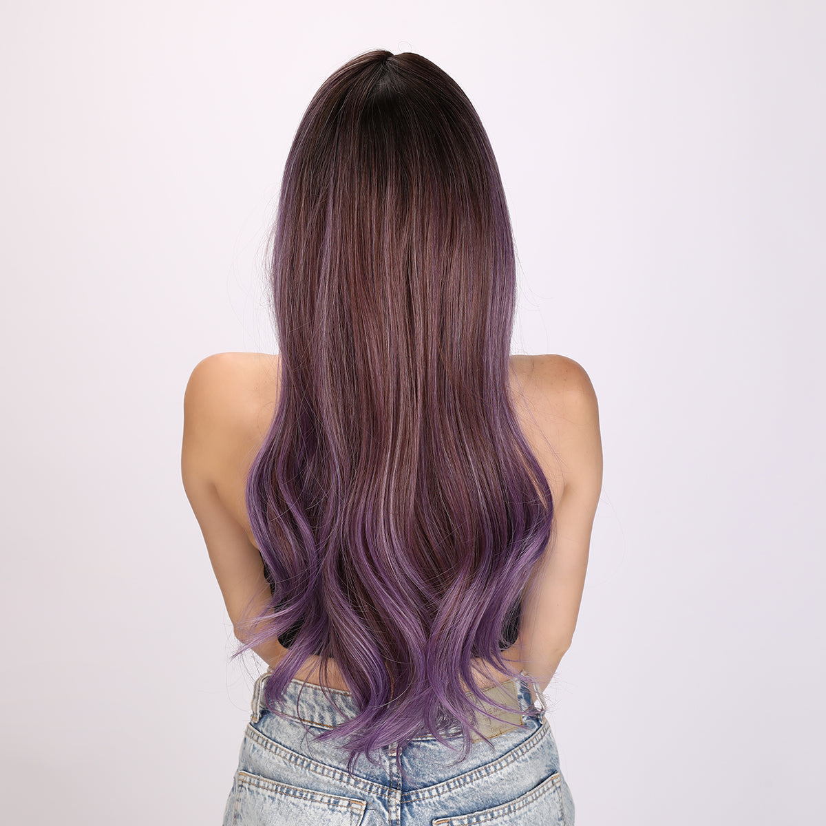 Oakley | Purple and Brown Mixed Wig | Loose Wave Wig | 26 inch Wig | SM8039 | Apn Popinrow