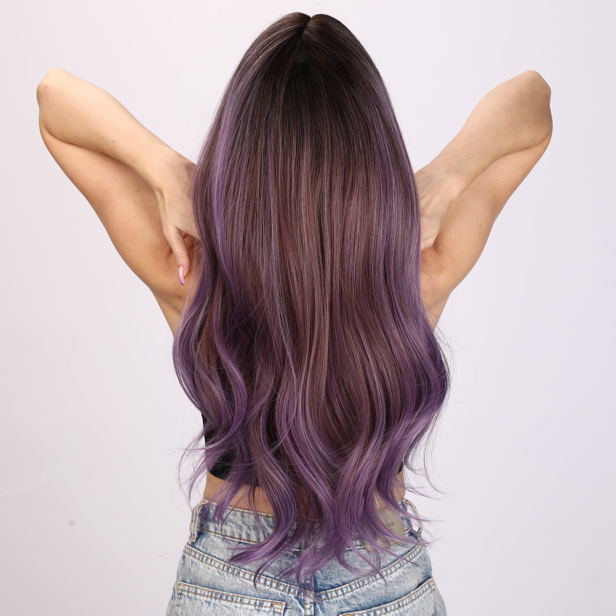 Oakley | Purple and Brown Mixed Wig | Loose Wave Wig | 26 inch Wig | TM Pop