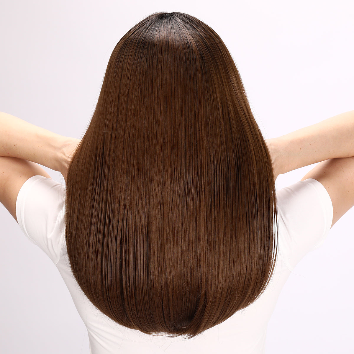 Arianna | Brown Gradient Wig | Straight Bob Wig with Bangs | 26 Inch Wig | TM Pop
