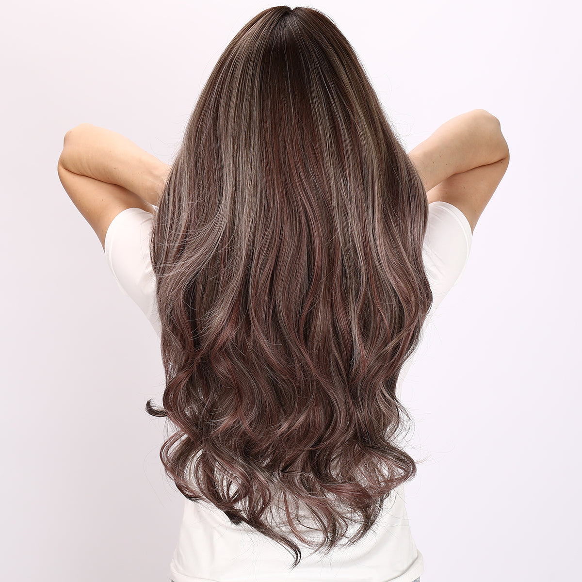 Aubree | Gray and Brown Wig | Deep Wave Wig | 24 inch Wig | TM Pop