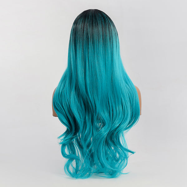 Color: ombre dark blue wig Style: body wave wig Length: 28 inch wig