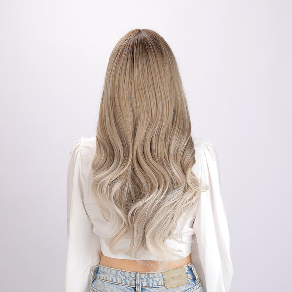 blonde and white gradient wig, deep wave wig, 26 inch wig