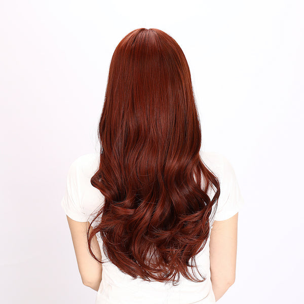 wine red wig, deep wave wig, 24 inch wig