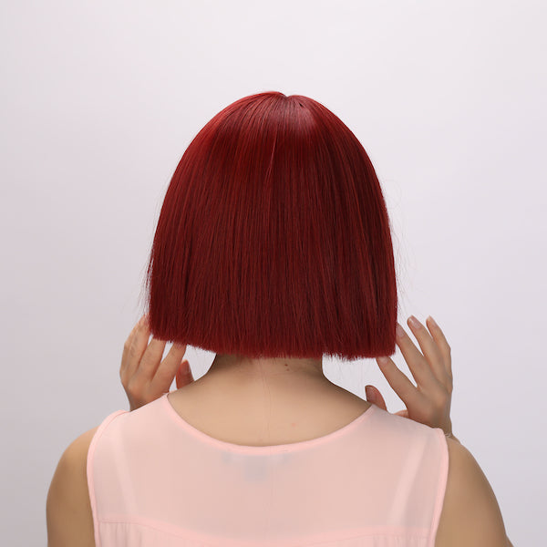 Color: red wig Style: bob wig Length: 12 inch wig
