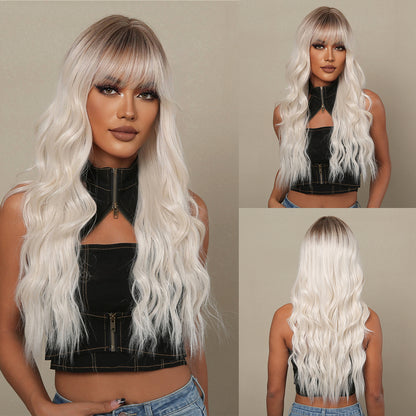 Brynn | Black Ombre Blonde With Bangs | Long Curly Wigs | LC407-1 | Apn Popinrow