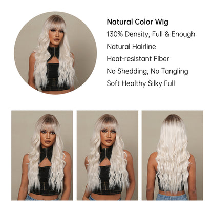 Brynn | Black Ombre Blonde With Bangs | Long Curly Wigs | LC407-1 | Apn Popinrow