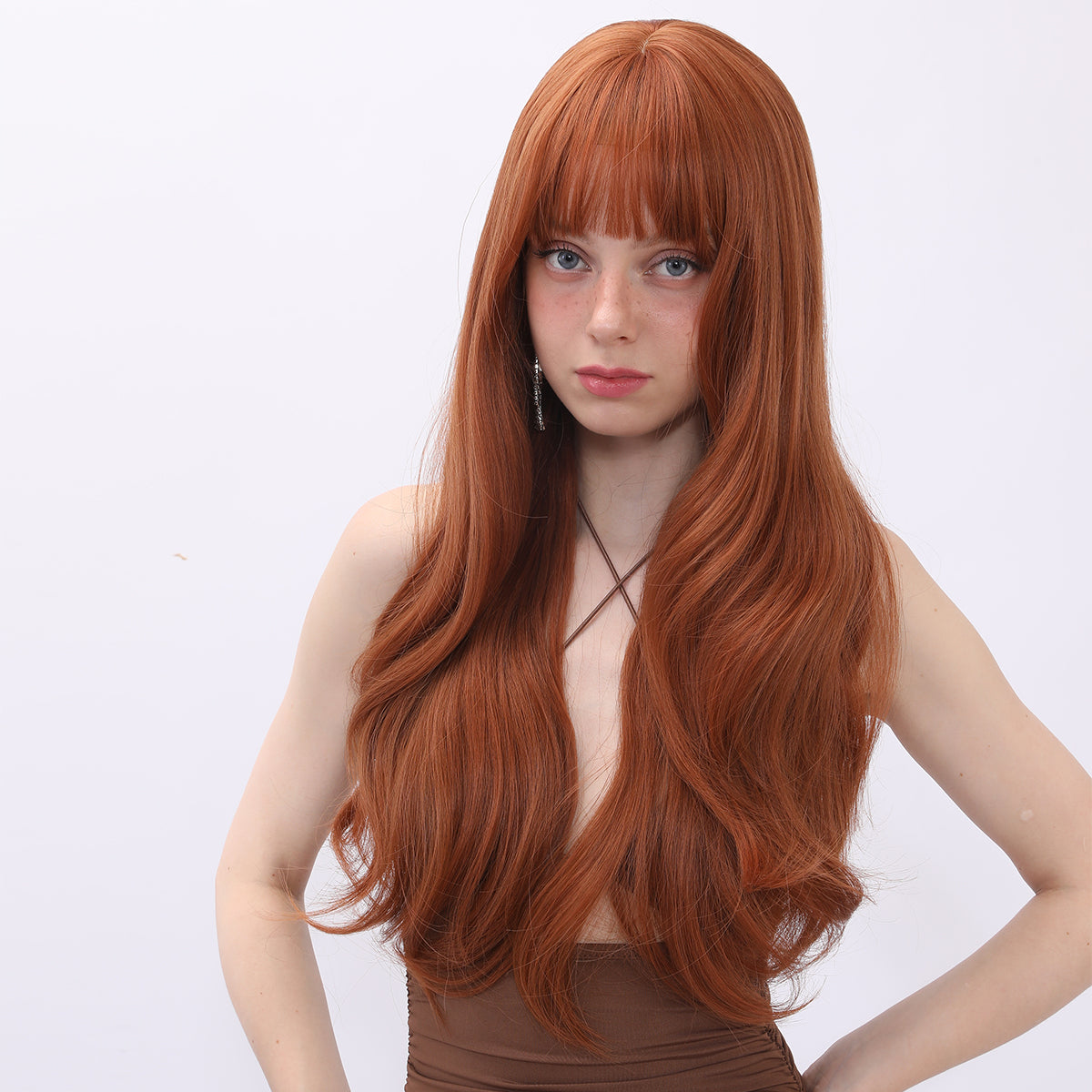 Kate | Orange | Curly Hair Wig | 28 inch | SM228 | Apn Popinrow