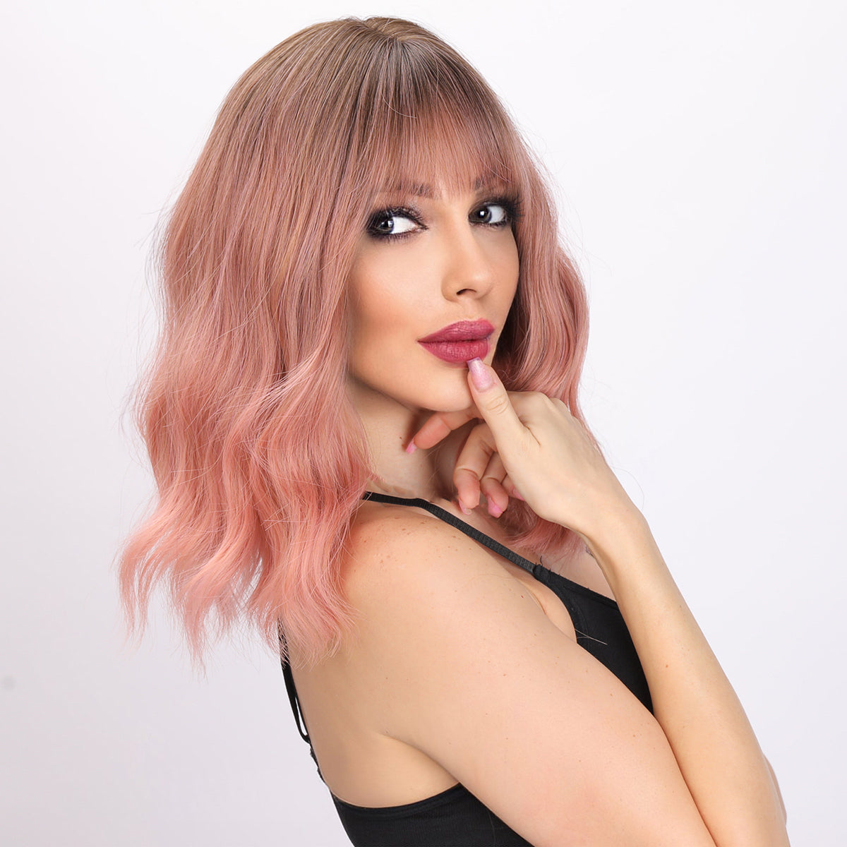 Rowan | Pink and Ombre Gradient Wig | Bob Curly Wig | 14 inch Wig | TM Pop