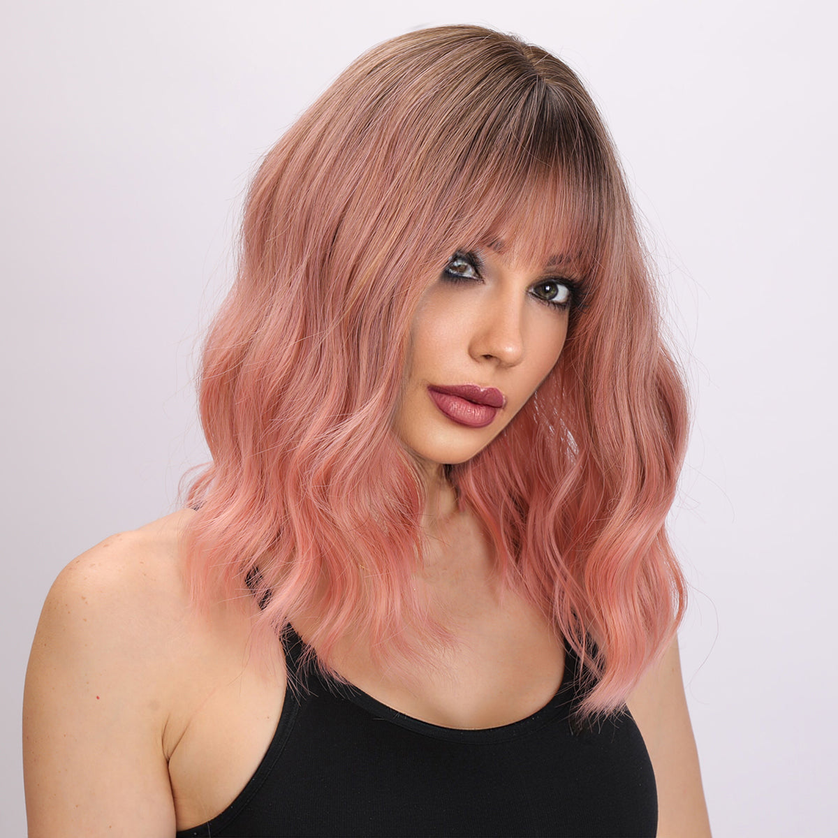 Rowan | Pink and Ombre Gradient Wig | Bob Curly Wig | 14 inch Wig | TM Pop