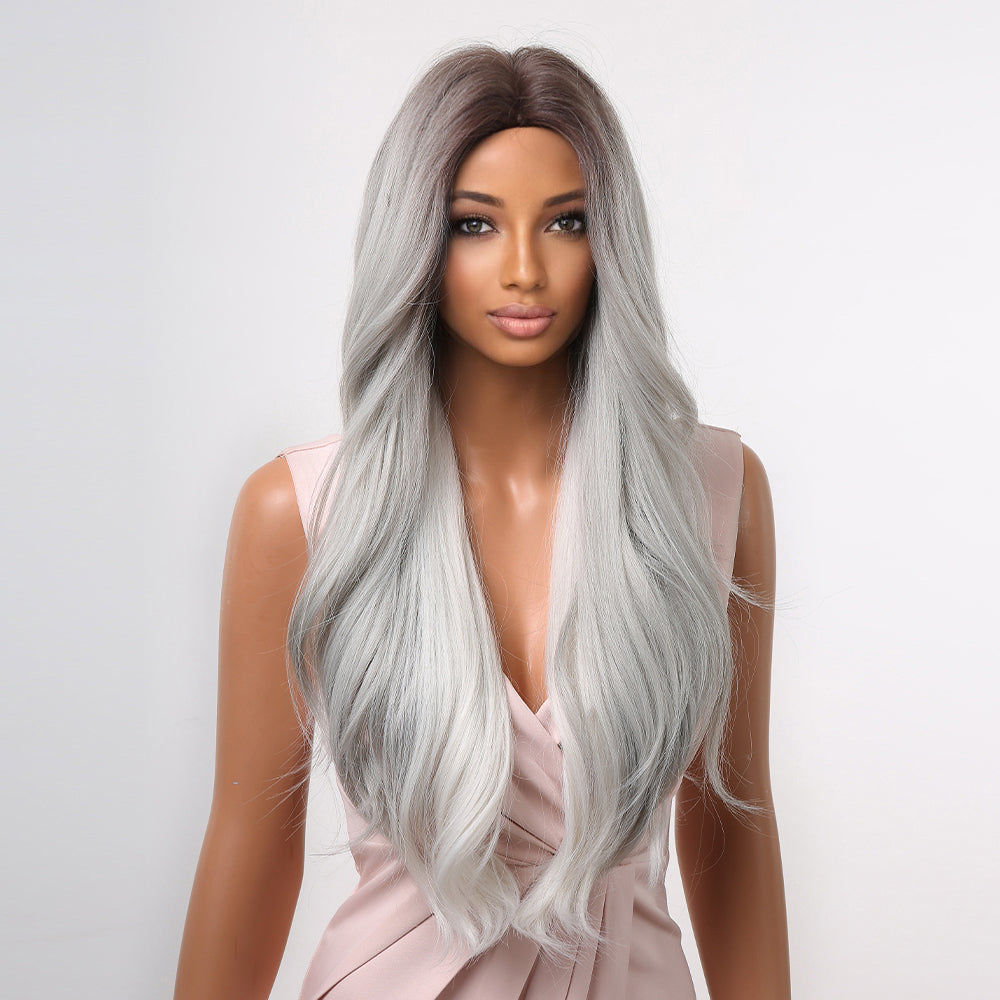 Serenity | Gray Gradient Wig | Body Wave Wig | 28 inch Wig | TM Pop